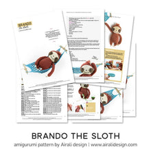 Load image into Gallery viewer, Brando the Amigurumi Sloth | PDF Crochet Pattern