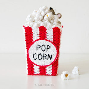 Steno the Amigurumi Mouse with Cinema Popcorn Box | PDF Crochet Pattern