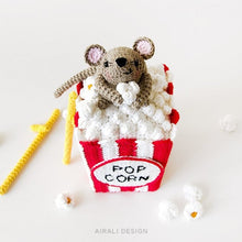 Load image into Gallery viewer, Steno the Amigurumi Mouse with Cinema Popcorn Box | PDF Crochet Pattern
