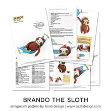 Load image into Gallery viewer, Brando the Amigurumi Sloth | PDF Crochet Pattern
