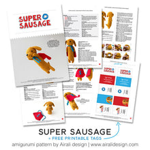 Load image into Gallery viewer, Super Sausage the Amigurumi Superhero | PDF Crochet Pattern
