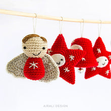 Load image into Gallery viewer, Amigurumi Christmas Decorations. 3 Crochet patterns in a PDF: Angel, Bell and Star
