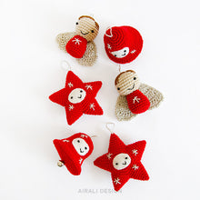 Load image into Gallery viewer, Amigurumi Christmas Decorations. 3 Crochet patterns in a PDF: Angel, Bell and Star
