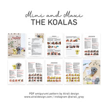 Load image into Gallery viewer, Mini and Maxi amigurumi Koalas | PDF Crochet Pattern
